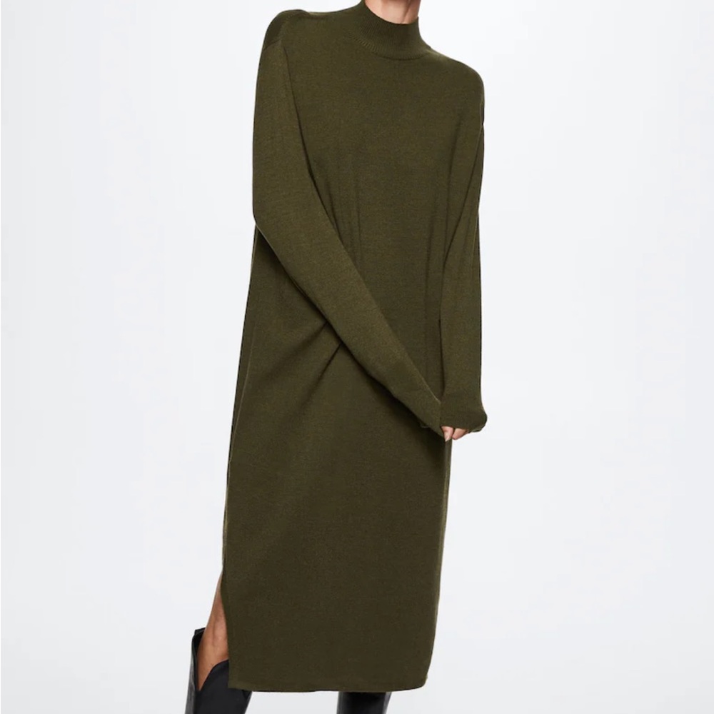 Mango Olive Midi Dress